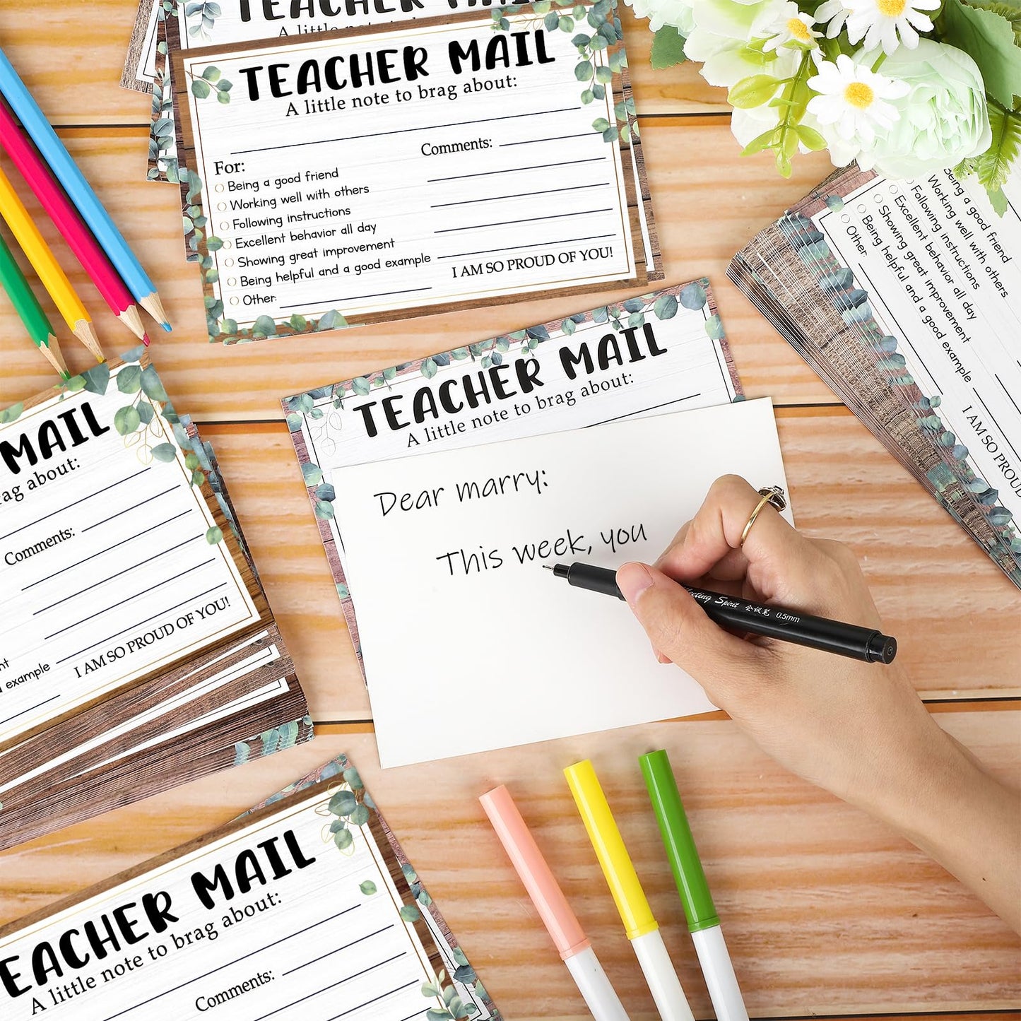 60Pcs Teacher Mail Notes to Parents, Boho Happy Mail from Teacher, Brag Cards for Students Behavior Classroom Must Haves to Send Home for Preschool Kindergarten Elementary School Supplies (Boho)
