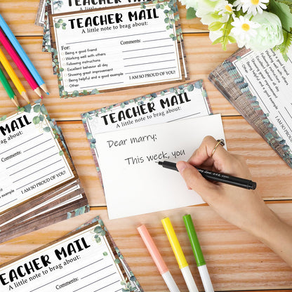 60Pcs Teacher Mail Notes to Parents, Boho Happy Mail from Teacher, Brag Cards for Students Behavior Classroom Must Haves to Send Home for Preschool Kindergarten Elementary School Supplies (Boho)