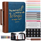 XKDOUS 20 Pcs Bible Case Set with Tabs, Pens, Study Supplies Carrier Holder Portable Men's Bible Bag Church Book Leather Cover Father Day Christian Gift for Dad, Mom, Men, Women