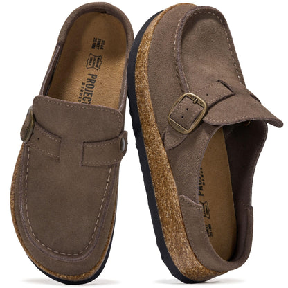 Project Cloud 100% Genuine Leather Moccasin Style Clogs for Women (Carline) | Memory Foam Insole for Comfortability; Non-Slip and Durable Womens Clogs; Lightweight and Water-Resistant Mules for Women