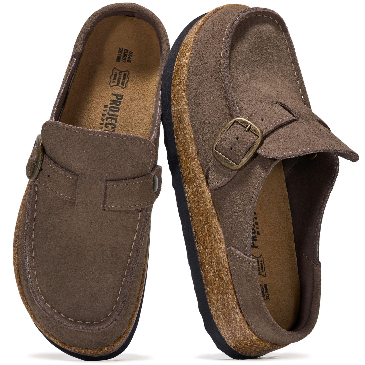 Project Cloud 100% Genuine Leather Moccasin Style Clogs for Women (Carline) | Memory Foam Insole for Comfortability; Non-Slip and Durable Womens Clogs; Lightweight and Water-Resistant Mules for Women