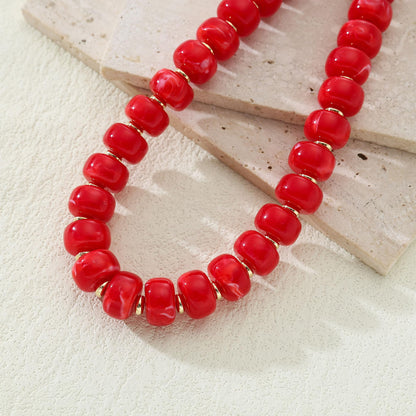 Chunky Beaded Choker Necklace for Women Summer Beach Acrylic Beads Necklaces Trendy Boho Statement Colorful Necklace Jewelry Accessories