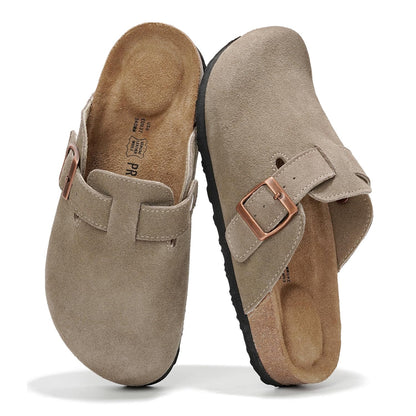 Project Cloud 100% Genuine Leather Footbed Clogs for Women - Memory Foam Arch Support Slippers for Women - Trendy Slip-ons Women's Mules & Clogs Sandals