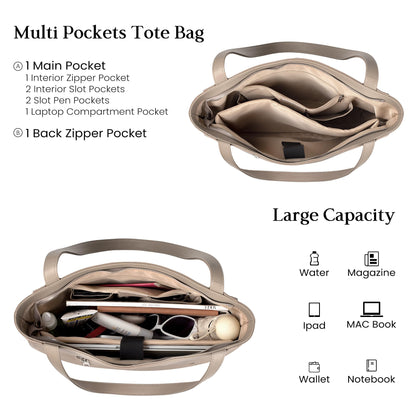 befen Genuine Leather Tote Bag for Women Work, Women's Leather Shoulder Bags Purses Satchel Handbags with Laptop Compartment