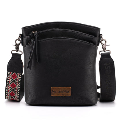 Montana West Multi Zip Pocket Crossbody Bag With Guitar Strap