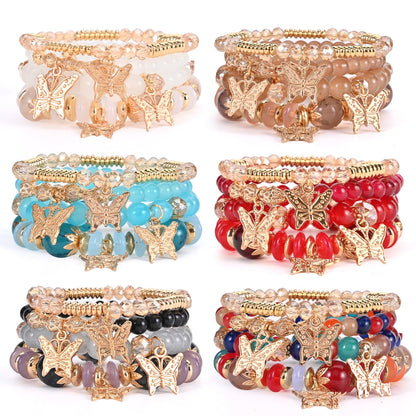 Bohemian Bracelet Sets for Women - 6 Sets Stackable Stretch Bracelets Multi-color Boho Jewelry for Women Hippie Bracelets Dainty Jewelry