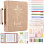 XKDOUS 20 Pcs Bible Case Set with Tabs, Pens, Study Supplies Carrier Holder Portable Men's Bible Bag Church Book Leather Cover Father Day Christian Gift for Dad, Mom, Men, Women