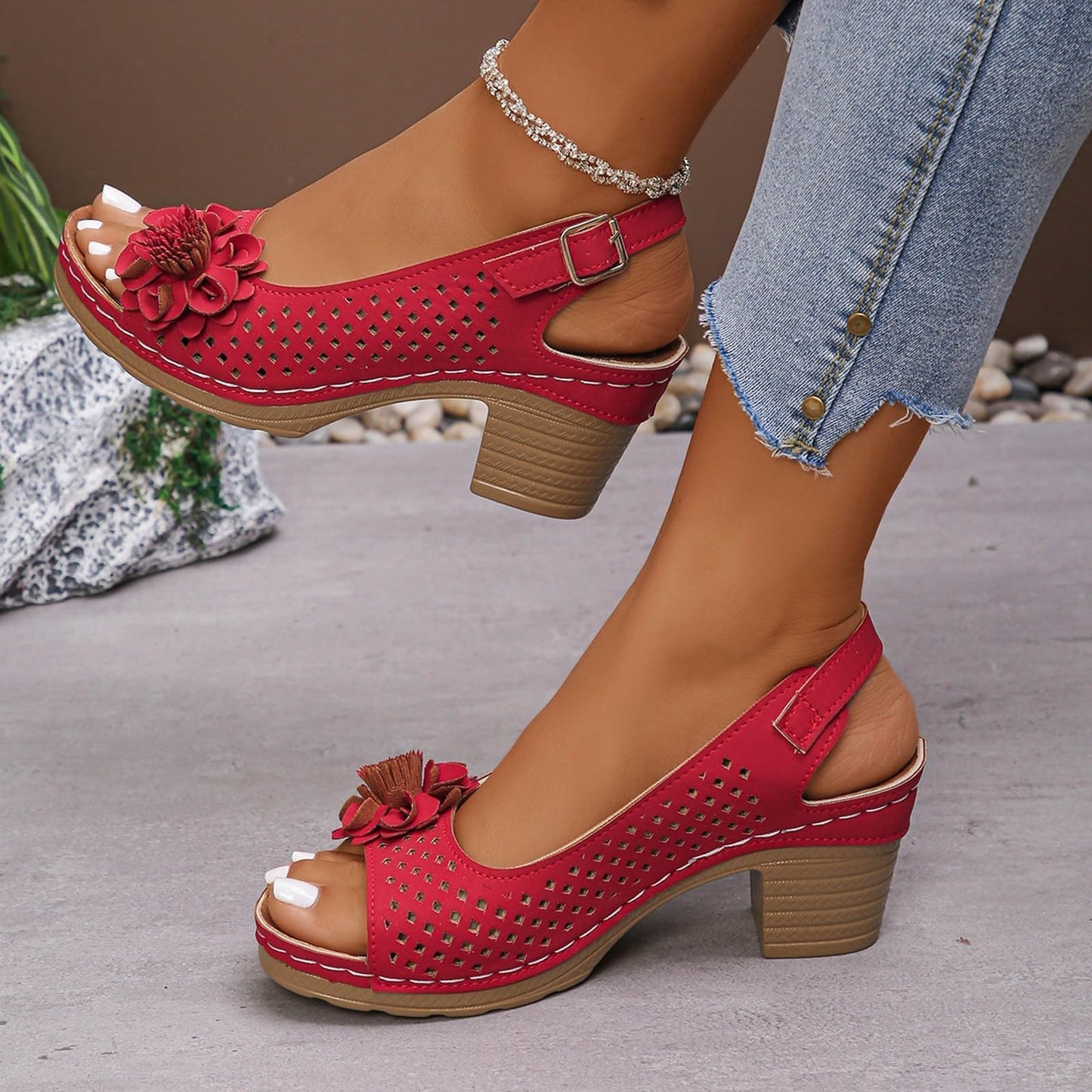 Orthopedic Wedge Sandals For Women 2026,Chunky Block Arch Support Sandal Adjustable Ankle Strap Hollow Out Low Heeled Slippers Wide Width Elegant Dressy Summer Platform Beach Shoes