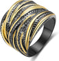 Mytys 2 Tone Intertwined Crossover Statement Ring Fashion Chunky Band Rings for Women Wide Index Finger Rings Costume Jewelry