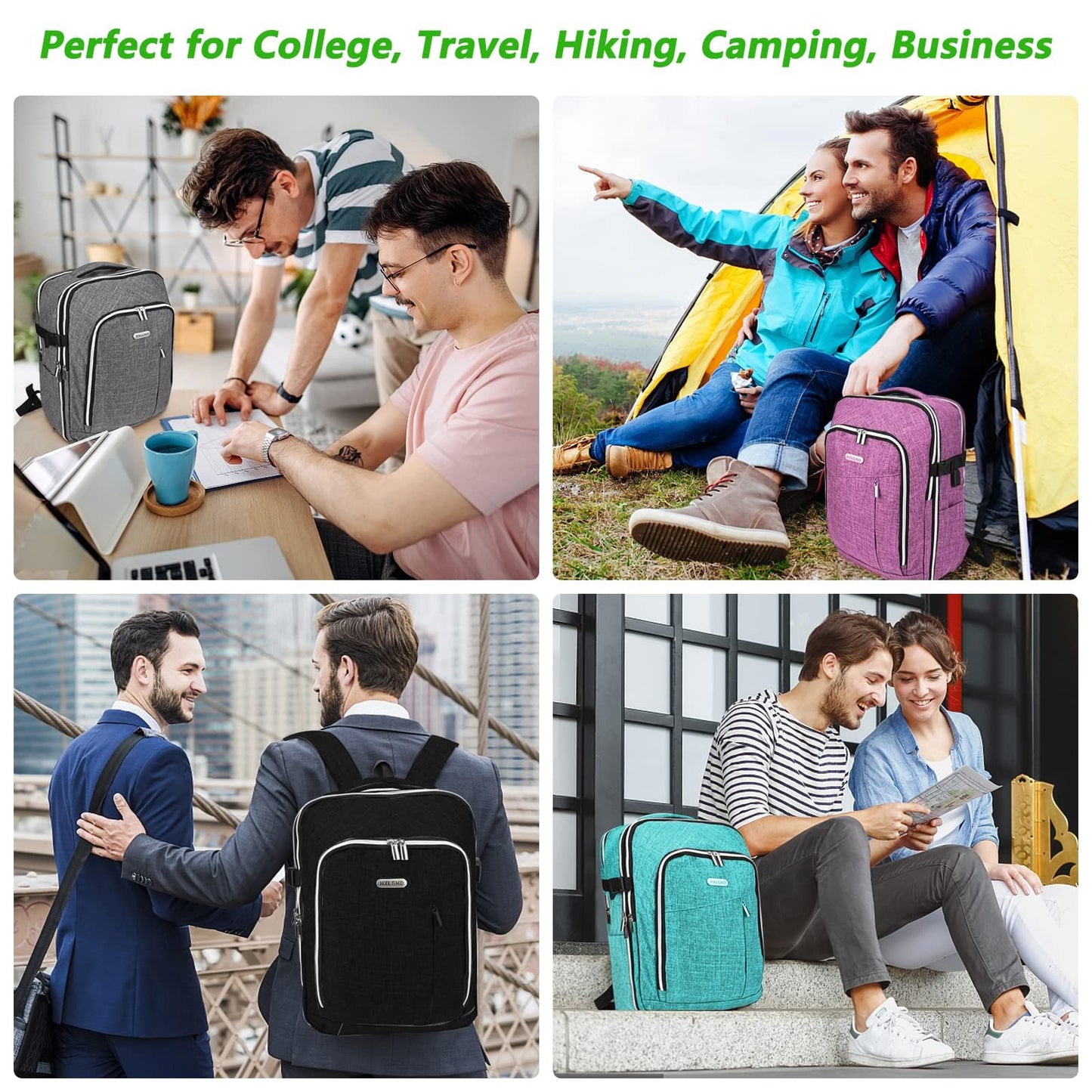 Travel Carry On 17.5" Laptop Expandable Backpack for Men Women, Personal Item Bag Waterproof Airline Approved with USB Charging Hole 3 Packing Cubes, Large Weekender Daypack Business Luggage Suitcase