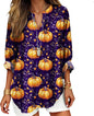 Womens Bohemian Print Tunic Top Cotton Blend V Neck Long Sleeve Loose Fit Casual Blouse for Summer Beach Vacation