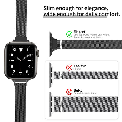 MARGE PLUS Slim Milanese Loop Compatible with Apple Watch Band for women 41mm 40mm 38mm 42mm 46mm 45mm 44mm, Stainless Steel Magnetic Mesh Strap work on iWatch Series 11 10 9 8 7 6 5 4 3 & SE 3 2 1