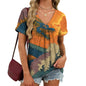 domirica Japanese Print Blouse Women V Neck Short Sleeve Lightweight Breathable Summer Casual Soft Comfy Tops 2026
