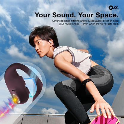Oladance OWS Sports Open Ear Headphones, Comfortable & Stable Fit, 15H Battery Life, IPX8 Waterproof, Noise Canceling, Crystal Clear Audio, Multi-Point Bluetooth Connection, Durable Neckband (Grey)