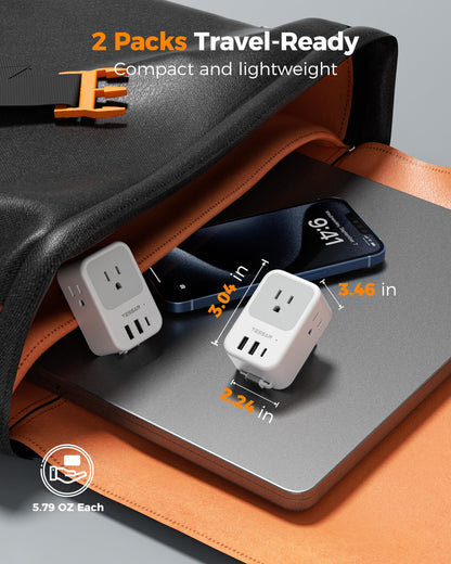TESSAN 2 Pack European Travel Plug Adapter, Europe Power Converter