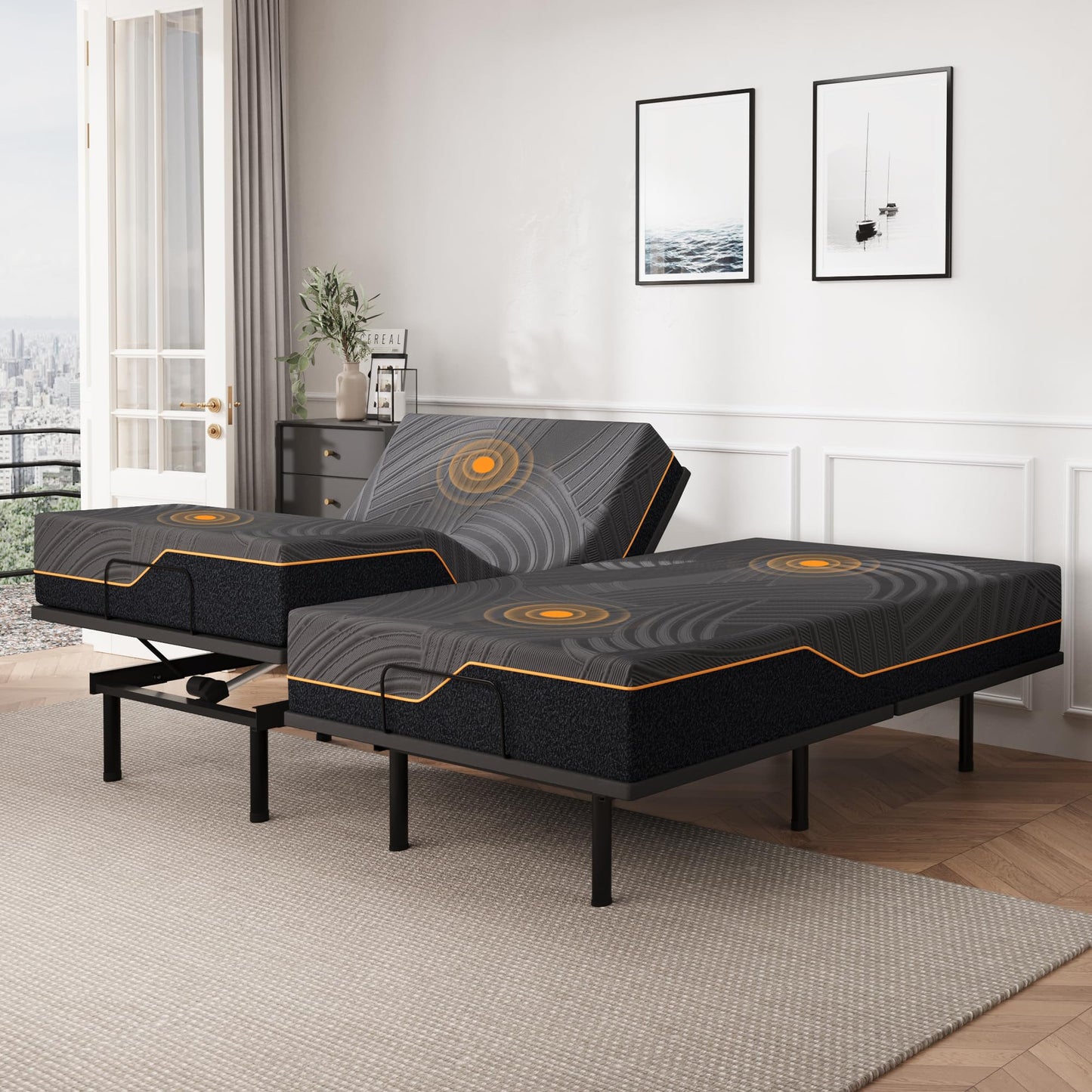 Dyonery Twin XL Adjustable Bed Base Frame with Wireless Remote + 12 Inch Twin XL Gel Memory Foam Mattress Bed in a Box, Head and Foot Incline, Zero Gravity, Fiberglass Free, 80" × 38"