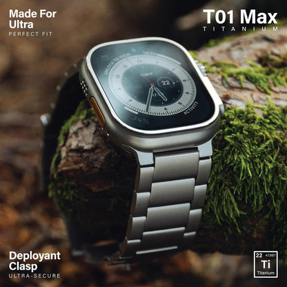 KORDIZ Titanium Watch Band T01 Max - Fits Apple Watch ULTRA 3 & ULTRA 2/1 (49mm) - Adjustable Titanium Apple Watch Band with Secure Clasp - Premium Color Matching Band (T01 Max | ULTRA Silver)
