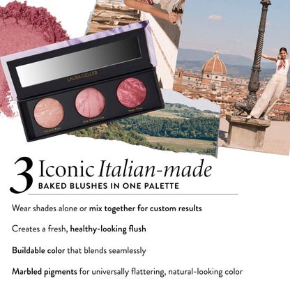 LAURA GELLER NEW YORK Geller's Greatest Lift-n-Glow Baked Trio Palette - Highlighter, Blush, Bronzer - All Skin Tones