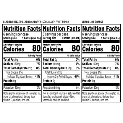Gatorade Thirst Quencher, Fruit Punch, Glacier Cherry, Cool Blue Variety Pack, 12 Fl Oz (Pack of 18)