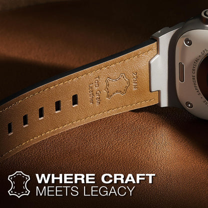 Leather bands Compatible With Apple Watch Ultra Band 49mm 46mm 45mm 44mm 42mm, Superior Genuine Leather Rugged Metal Connector Durable Strap for Men iWatch Ultra3 2 1,Series 11 10 9 8 7 6 5 4 3 SE3 SE
