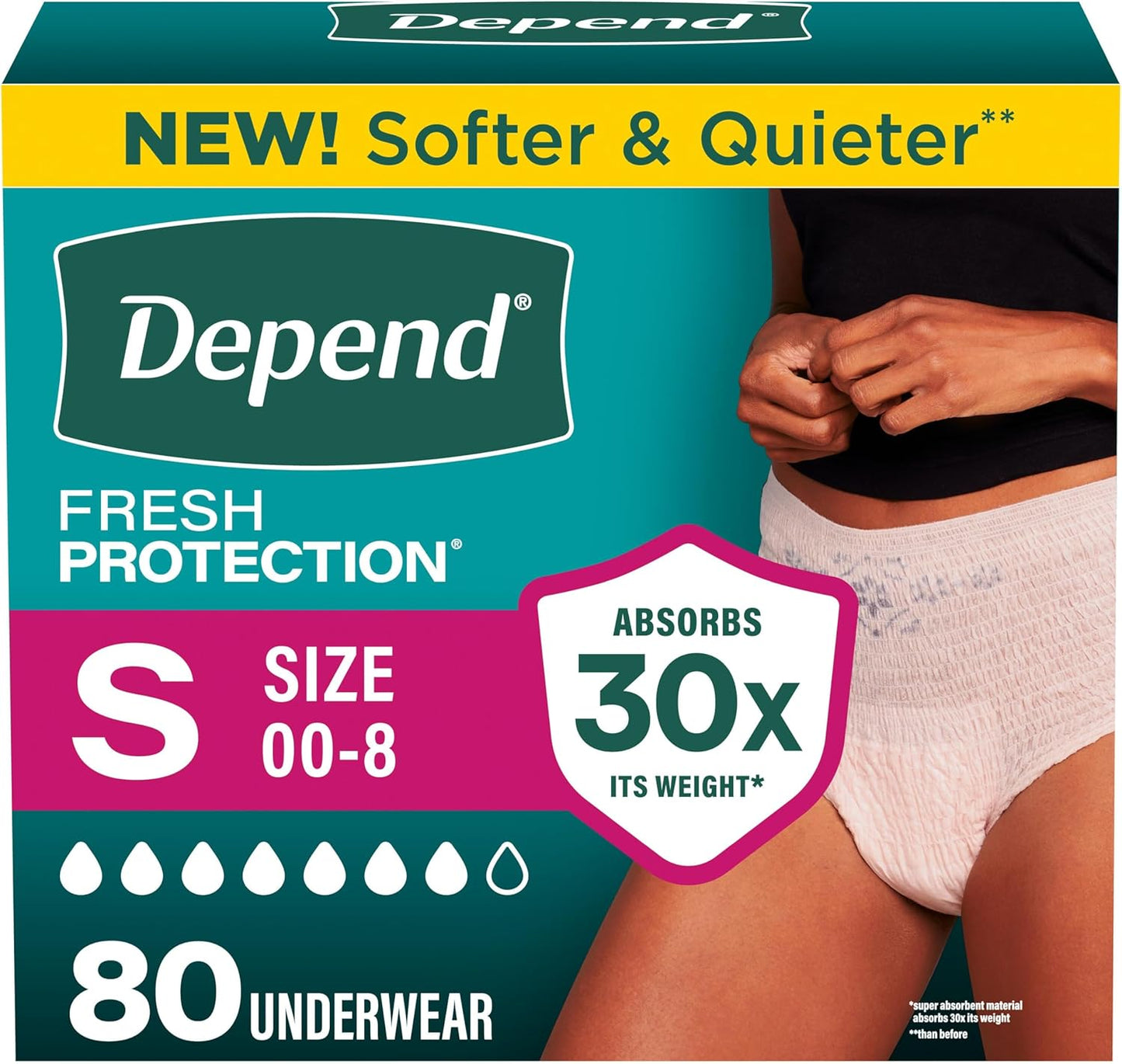 Depend Fresh Protection Adult Diapers, Incontinence Underwear for Women, Disposable, Maximum, XXL, Blush, 44 Count (2 Packs of 22), Packaging May Vary