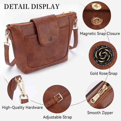 Crossbody Purses for Women Vegan Leather Small Crossbody Bags with Adjustable Strap Lightweight Travel Shoulder Bag