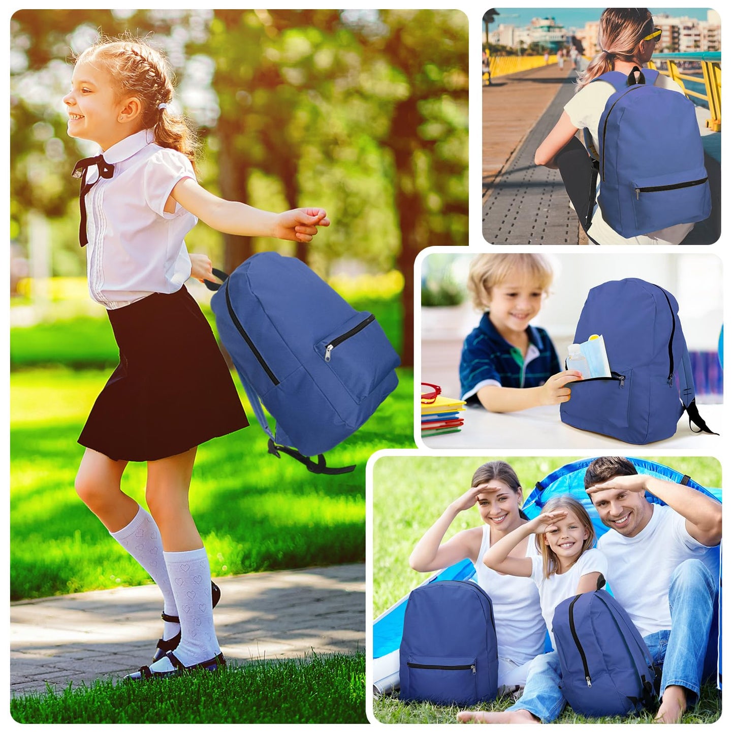 Amylove 12 Pack Backpack in Bulk 17 inch Lightweight Outdoor Travel Bag Classic Bookbags Bulk for Travel Middle High (Colorful,Lovely)