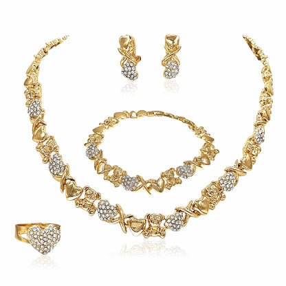 SYHOL Gold Jewelry Sets for Women 18K Gold/Silver Filled Jewelry Necklace Set Wedding Bridal Fashion Jewelry Sets Women Accessories Bracelets Earrings and Rings Sweetheart Gifts