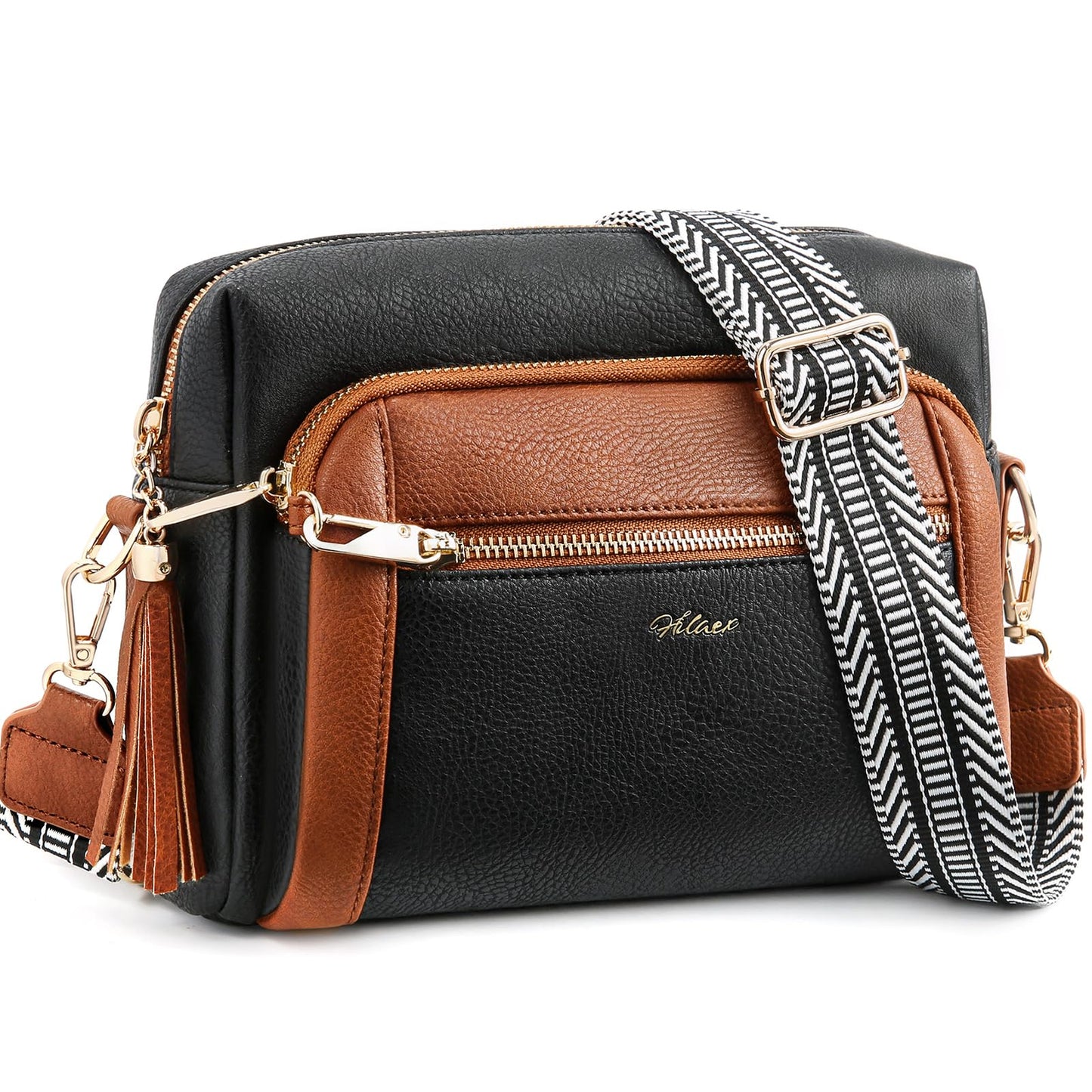 Small Leather Crossbody Bags for Women Anti theft Purses and Handbag Shoulder Hangbag with Wide Strap Tassel