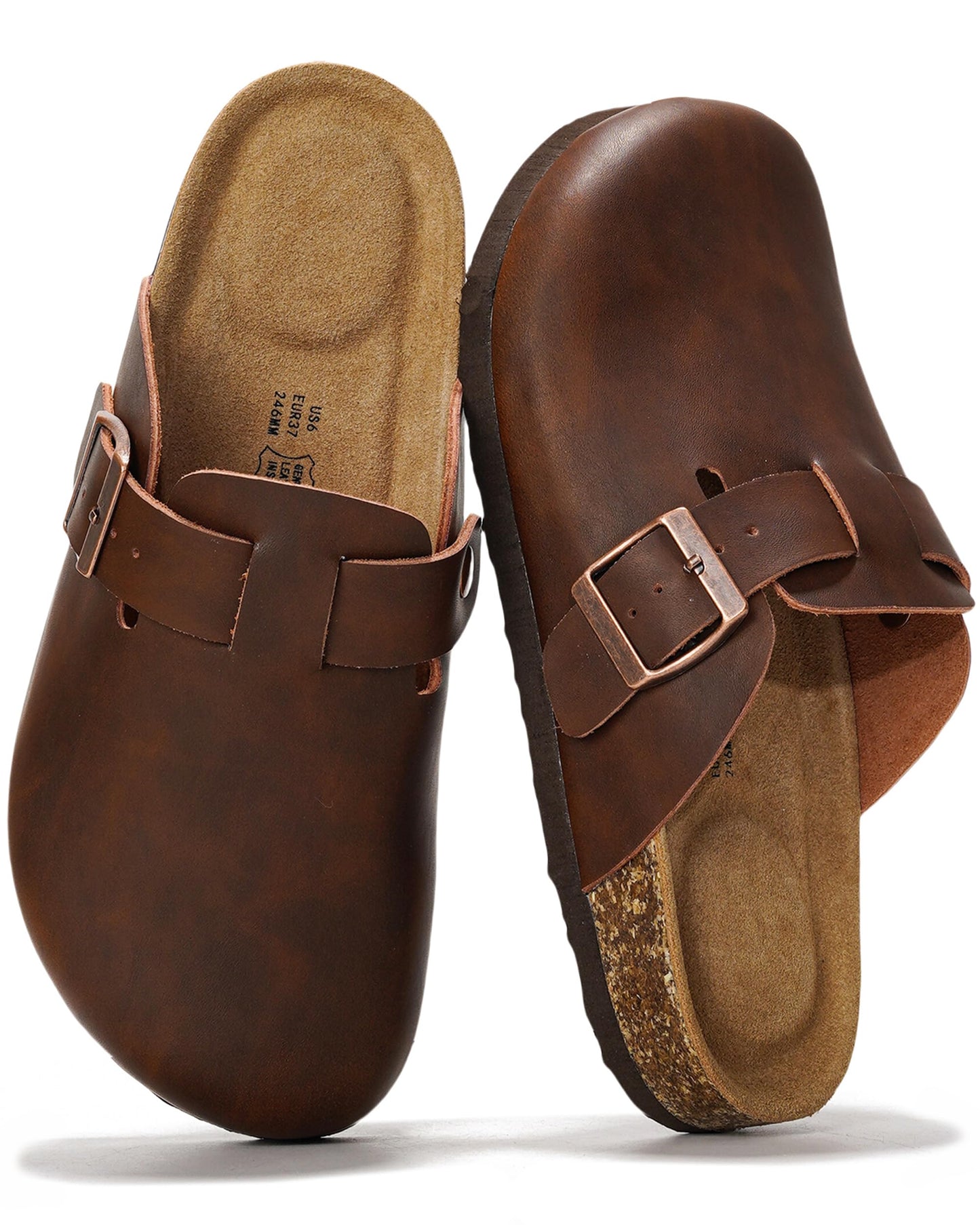 Project Cloud 100% Genuine Leather Footbed Clogs for Women - Memory Foam Arch Support Slippers for Women - Trendy Slip-ons Women's Mules & Clogs Sandals