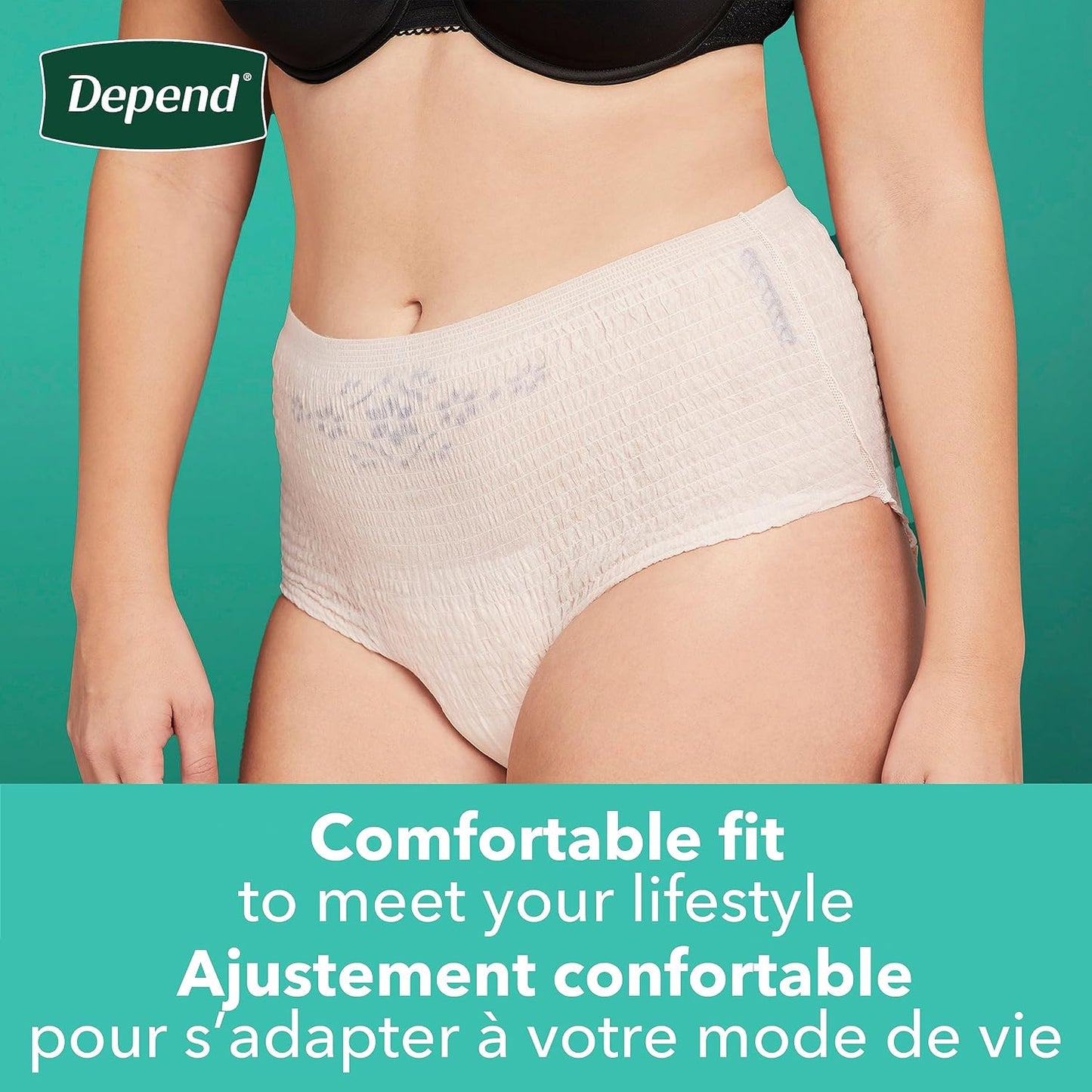 Depend Fresh Protection Adult Diapers, Incontinence Underwear for Women, Disposable, Maximum, XXL, Blush, 44 Count (2 Packs of 22), Packaging May Vary