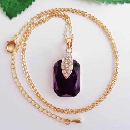 Navachi 18k Gold Plated Crystal Multicolor Square Shape Zircon Dangle Earrings And Neckalce Pendant Az4020-1 Jewelry set