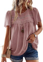 Falechay Womens Summer Tops Crewneck Short Sleeve Shirts Casual Chiffon Blouses Flowy Lace Hem Boho Clothing Trendy 2026