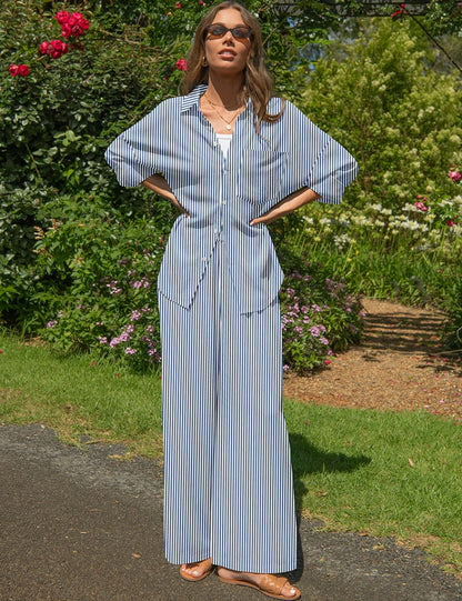 TARSE Womens Linen 2 Piece Outfits Casual Lounge Sets | Long Sleeve, Button Down Shirt and Wide Leg Pants, loose fit linen, vacation outfits with Pockets