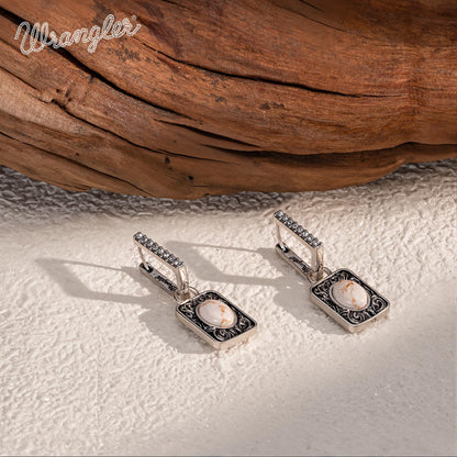 Wrangler Couture Turquoise Jewelry for Women, Square Turquoise Earrings | 14K Gold & Silver Plating, Western Jewelry, Western Country Earrings with Gift Box