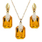 Navachi 18k Gold Plated Crystal Multicolor Square Shape Zircon Dangle Earrings And Neckalce Pendant Az4020-1 Jewelry set