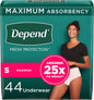 Depend Fresh Protection Adult Diapers, Incontinence Underwear for Women, Disposable, Maximum, XXL, Blush, 44 Count (2 Packs of 22), Packaging May Vary