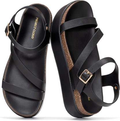 Project Cloud Adjustable Strap Platform Sandals Women Footwear (Mellow) | Plush & Soft Insole Wedge Sandals for Women; Water-Resistant Platform Sandals Women; Non-Slip and Lightweight Wedge Sandals