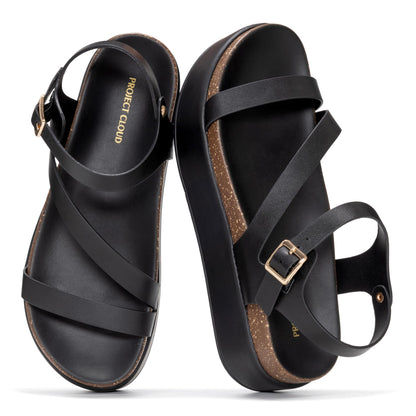 Project Cloud Adjustable Strap Platform Sandals Women Footwear (Mellow) | Plush & Soft Insole Wedge Sandals for Women; Water-Resistant Platform Sandals Women; Non-Slip and Lightweight Wedge Sandals