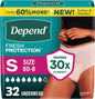 Depend Fresh Protection Adult Diapers, Incontinence Underwear for Women, Disposable, Maximum, XXL, Blush, 44 Count (2 Packs of 22), Packaging May Vary