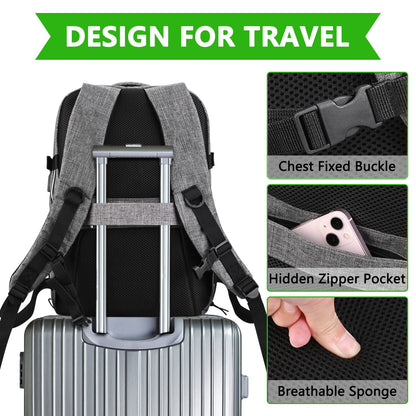 Travel Carry On 17.5" Laptop Expandable Backpack for Men Women, Personal Item Bag Waterproof Airline Approved with USB Charging Hole 3 Packing Cubes, Large Weekender Daypack Business Luggage Suitcase