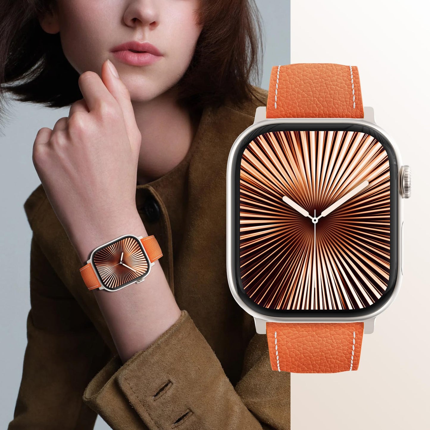 Leather Magnetic Watch Band Compatible with Apple Watch Ultra Band 49mm 46mm 45mm 44mm 42mm 41mm 40mm 38mm Replacement Strap for Women Men iWatch Ultra 3/2/1/SE3/Series 11/10/9/8/7/6/5/4/3/2/1