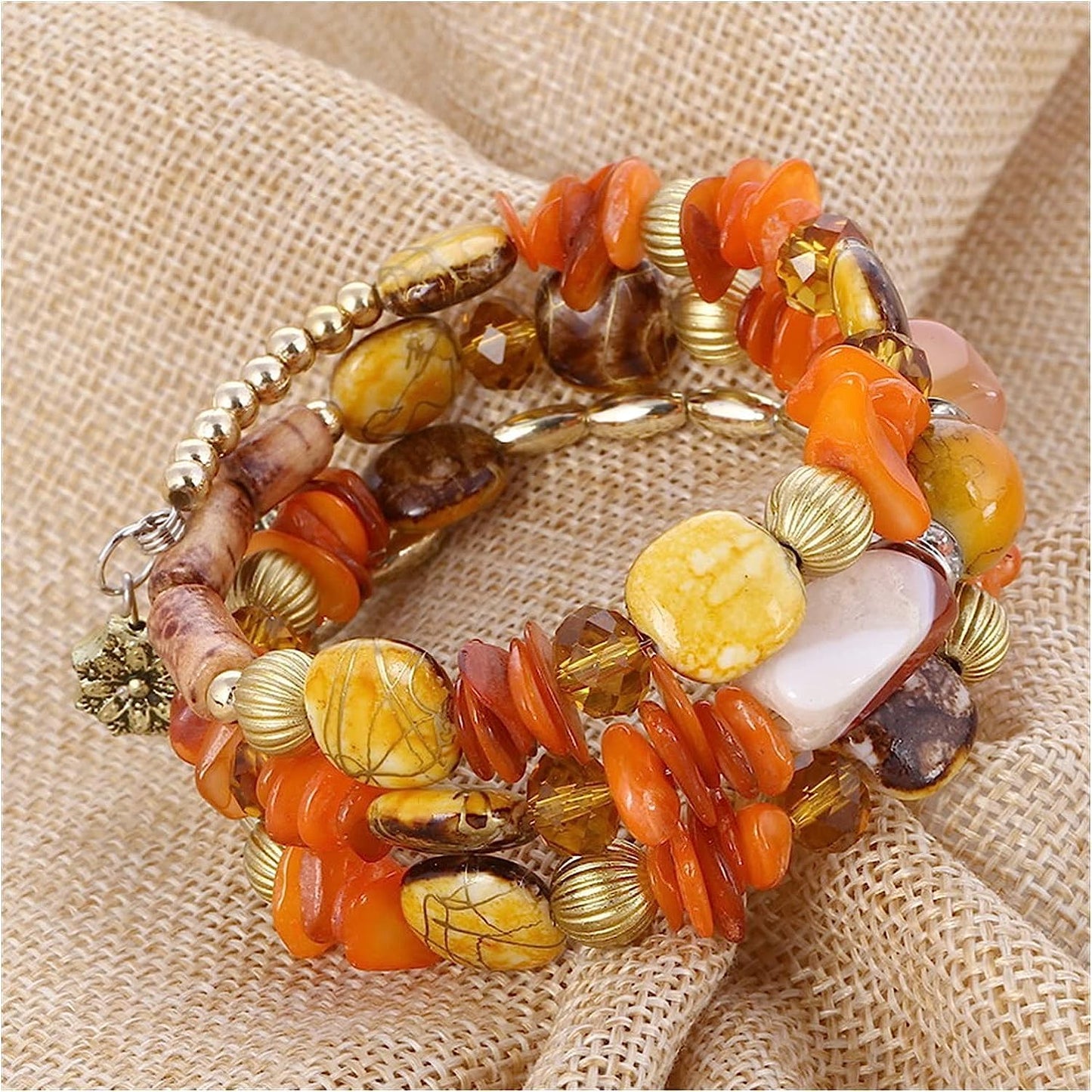 Women Beaded Bracelet Set | Colorful Boho Stackable Trendy Design with Crystal Accents Multilayer Bangle Bracelet | Fashion Stretch Braclets Jewelry for Women