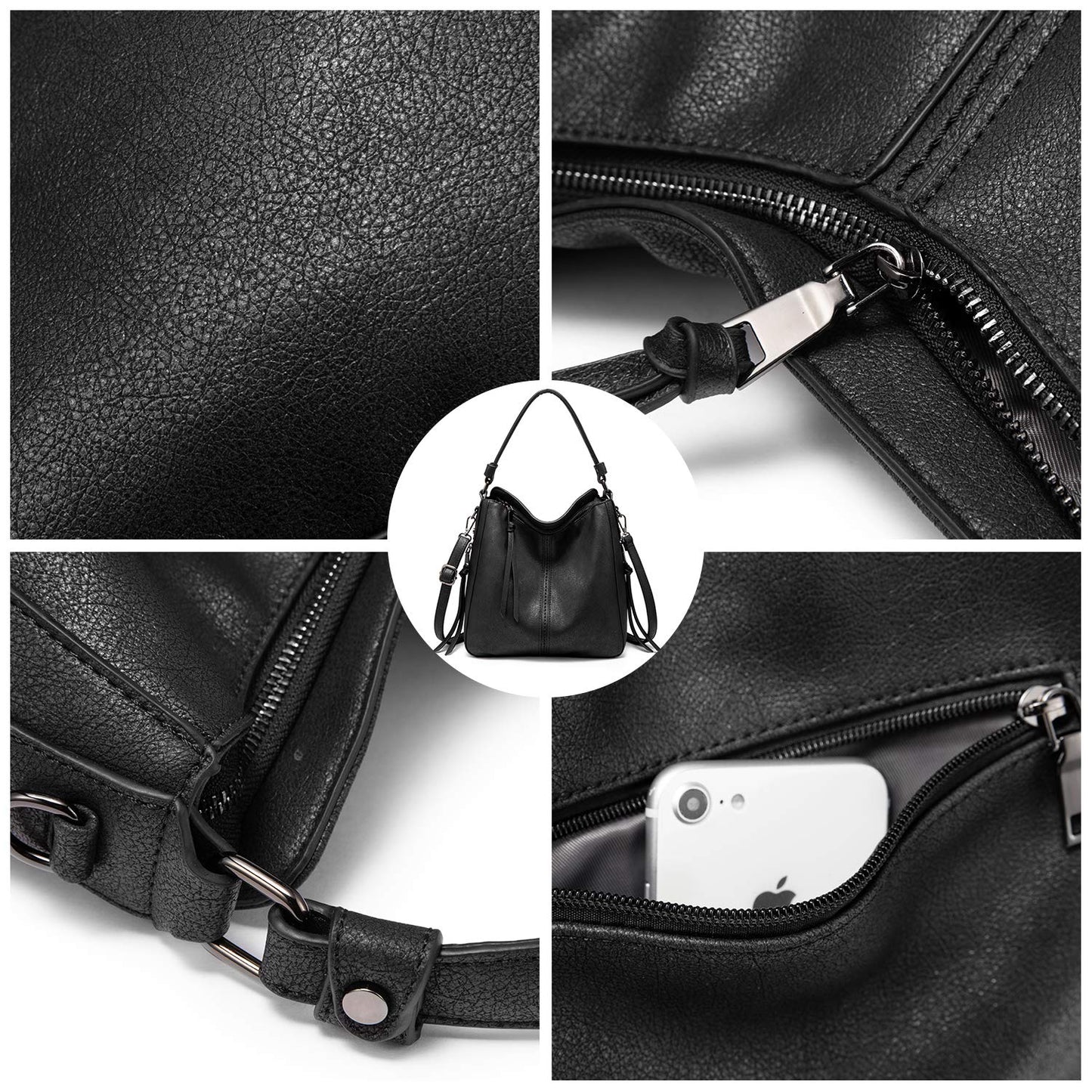 Realer Hobo Crossbody Bags for Women Designer Faux Leather Hobo Handbags Retro Large Size Shoulder Bag Bucket Purse