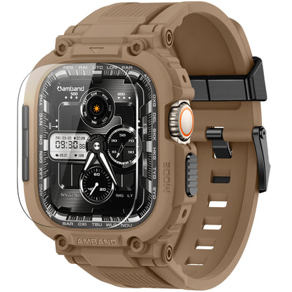 amBand Bands Compatible with Apple Watch 9/8/7 45mm, M1 Sport Series Rugged Case Protective Cover for iWatch 6/SE (3/2/1)/5/4/3 44mm Men Green