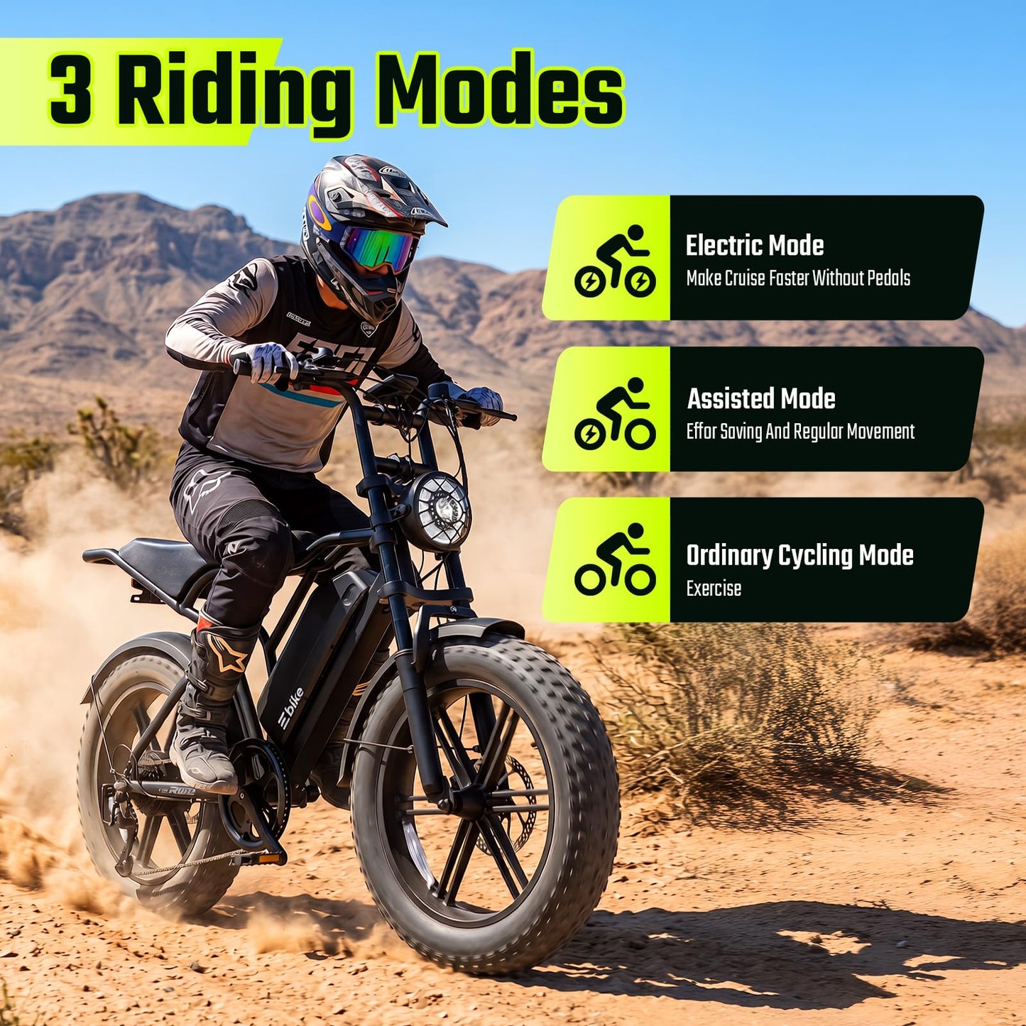 Electric Bike for Adults, Peak 1500W Motor Retro E Bike, Range 65/120Miles, 48V 15Ah Removable Battery, 20"x4" Fat Tires, Full Suspension, APP Control, Off-Road Ebike for City Commuting