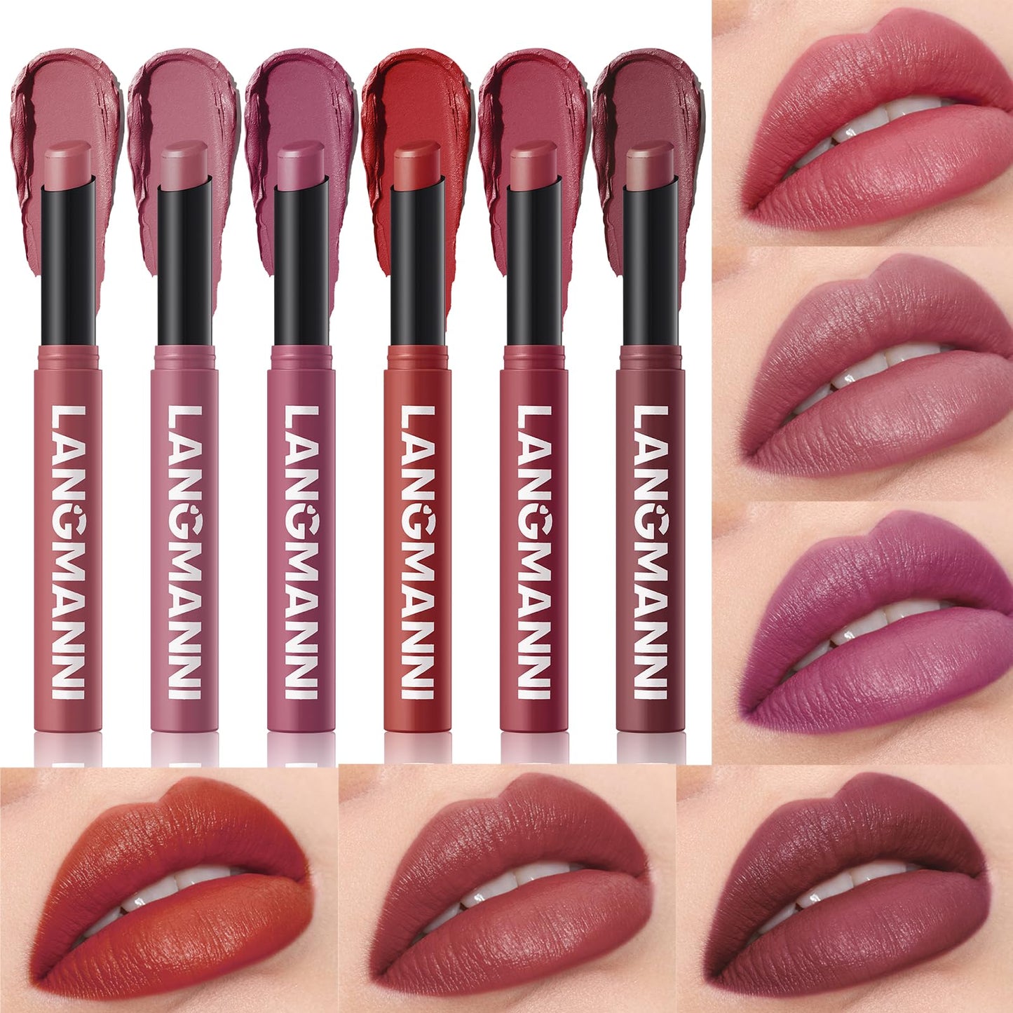 12Pcs Velvet Matte Lipstick Set, Nude to Dark Shades, Long-Lasting,Color A | Highly pigmented matte color, smooth creamy glide, waterproof wear, nude-to-dark tones, ideal for daily makeup or gifting
