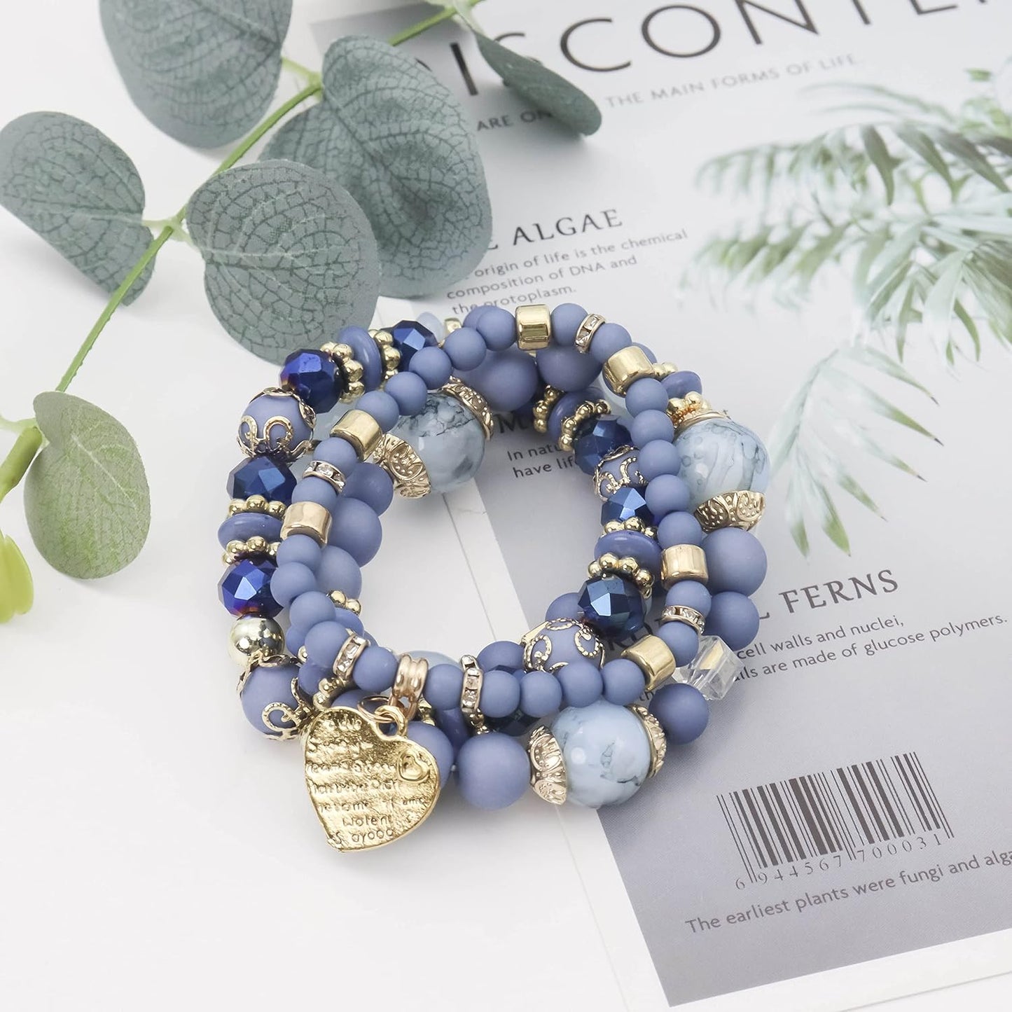 Women Beaded Bracelet Set | Colorful Boho Stackable Trendy Design with Crystal Accents Multilayer Bangle Bracelet | Fashion Stretch Braclets Jewelry for Women