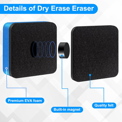 96 Pack Cube Dry Erase Erasers, Mini Magnetic Whiteboard Dry Erasers Chalkboard Cleaner Wiper for Classroom, School, Home, and Office Supplies