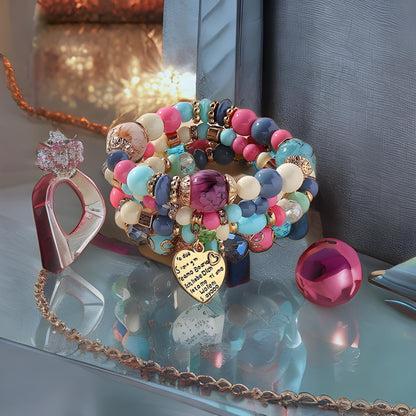 Women Beaded Bracelet Set | Colorful Boho Stackable Trendy Design with Crystal Accents Multilayer Bangle Bracelet | Fashion Stretch Braclets Jewelry for Women